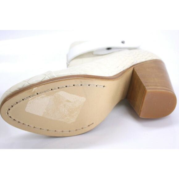 Rag & Bone Ivory Leather Harrow Ankle Booties SZ 39.5 Belted Block Heel New $550 - Picture 9 of 12